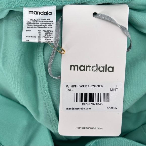 NWT Mandala Mint Green High Waist Scrub Joggers Size L Tall Women’s - Picture 2 of 4